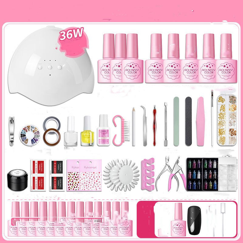 Nail Polish & Manicure Set with UV Light & Tools for Beginners, Home Use