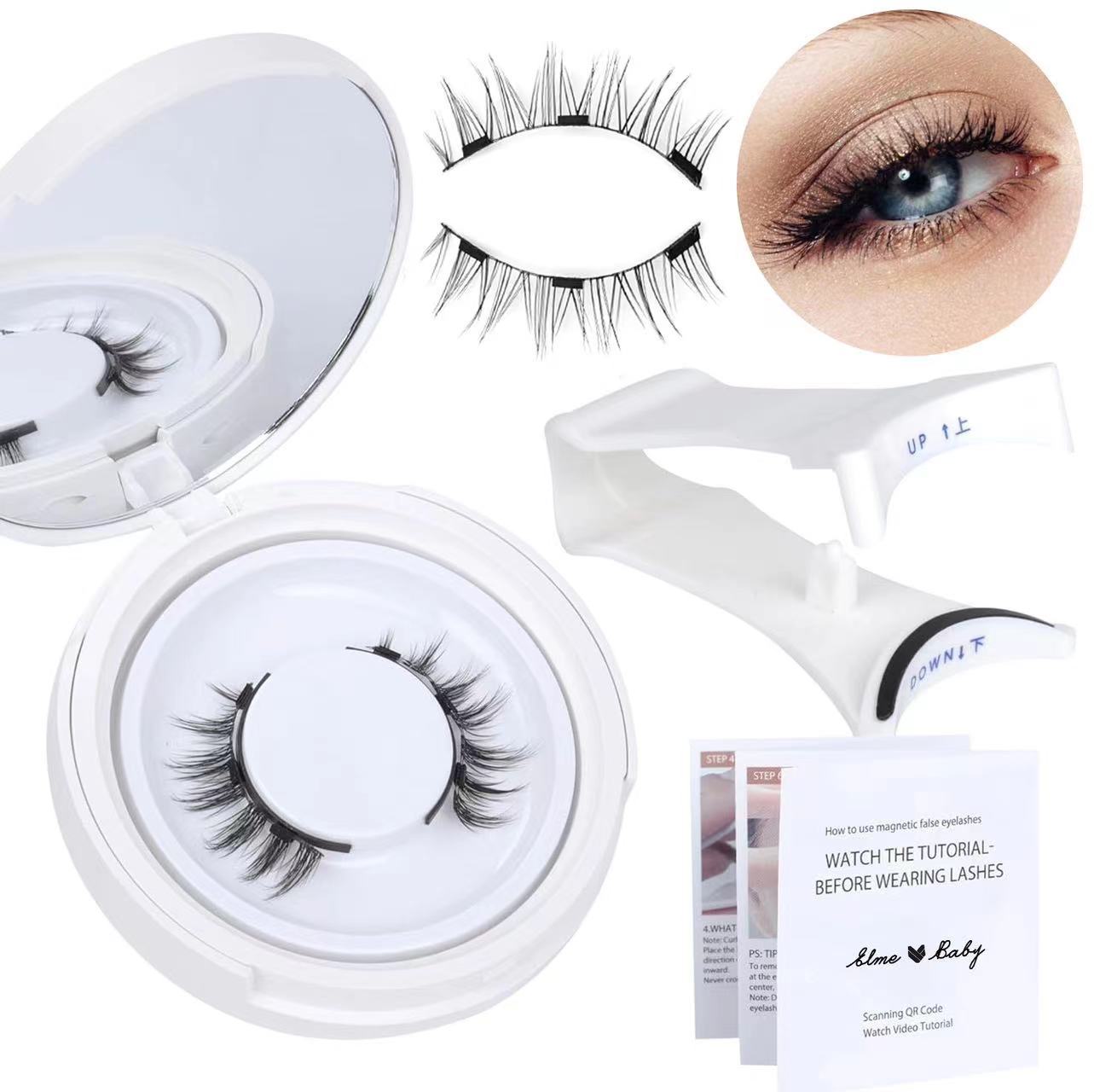 Magnetic False Eyelashes - Natural Mink Lash Set with Applicator Tool