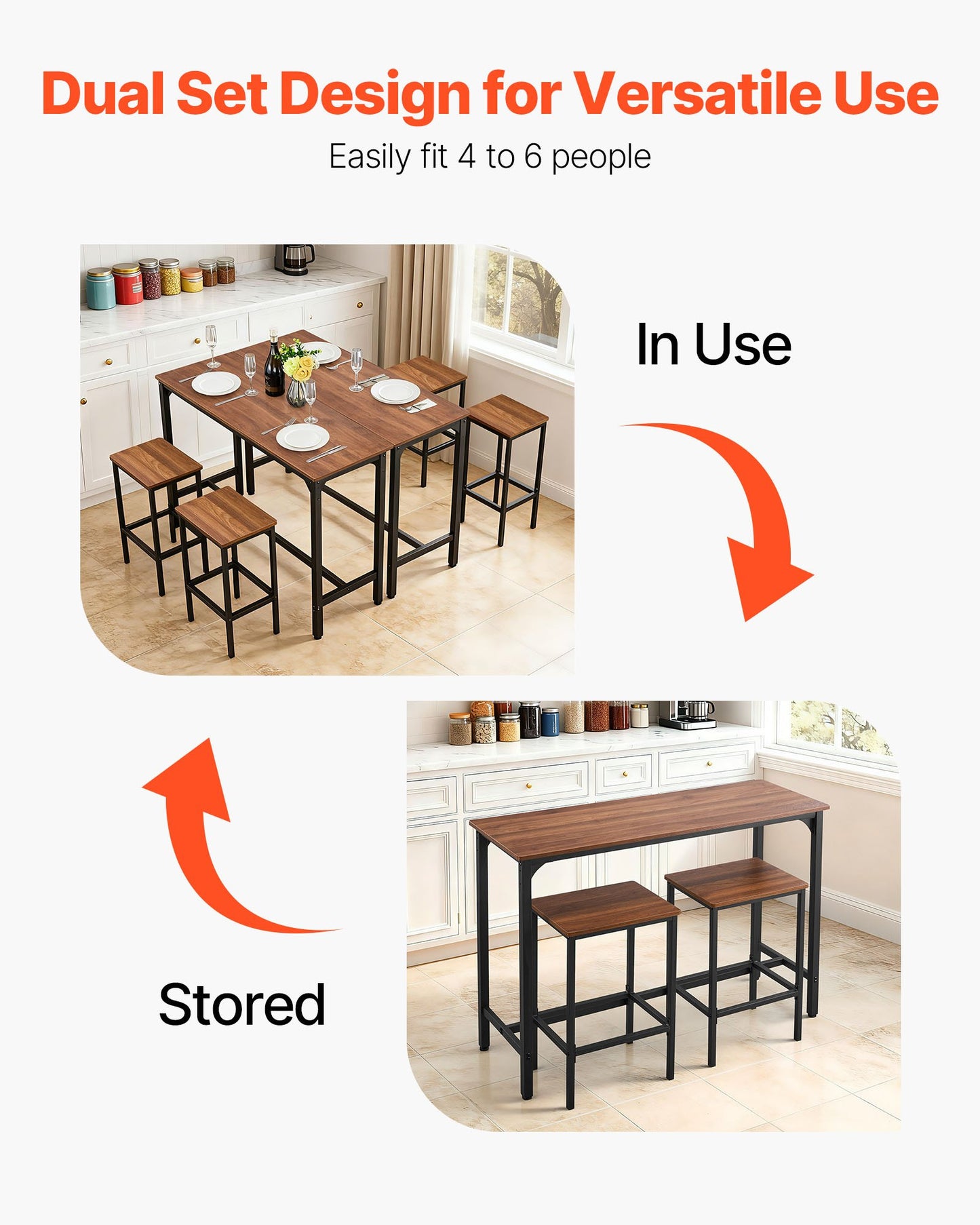 3-Piece Pub Table Set with 2 Bar Stools - Rustic Brown & Black