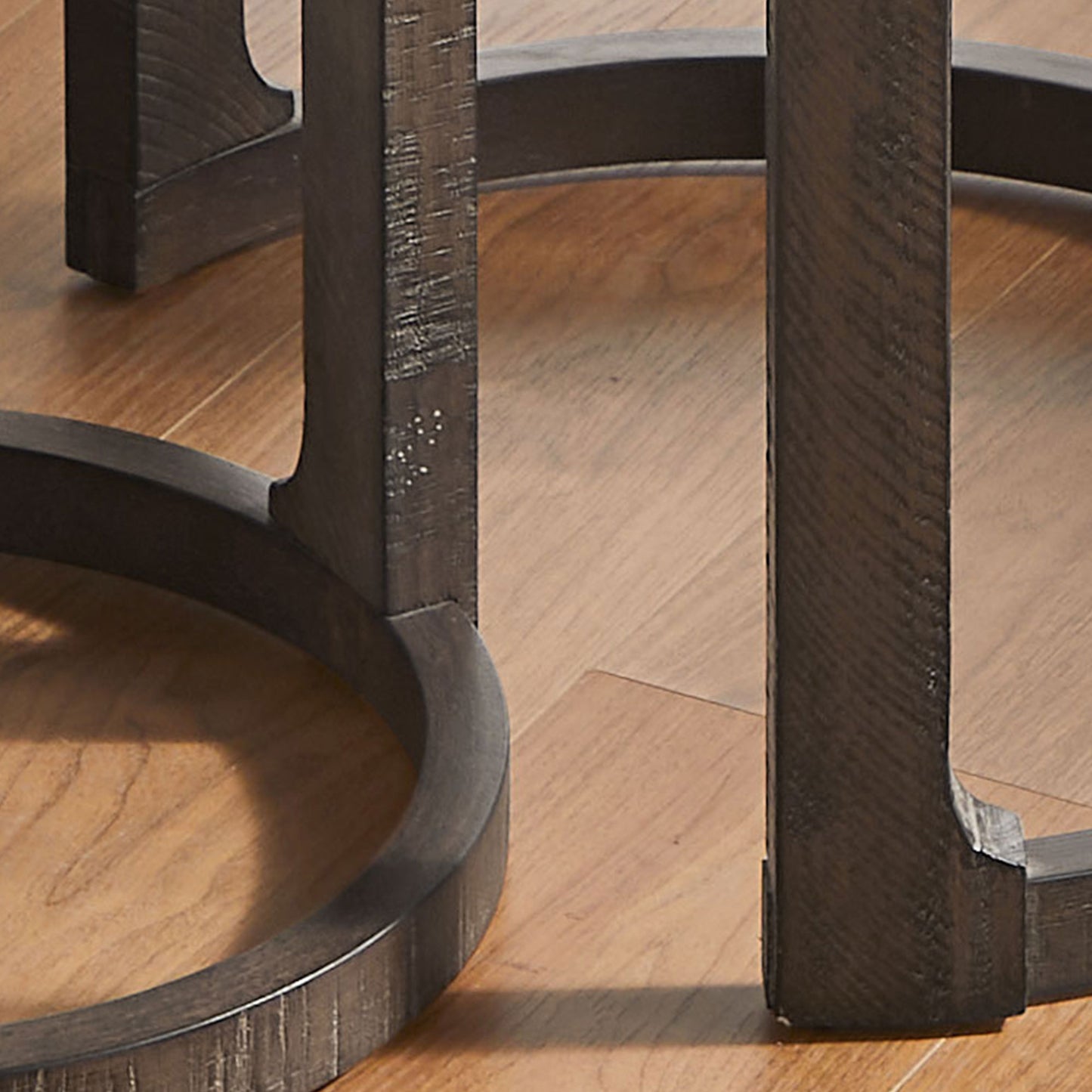 24-Inch 2-Piece Curved Round Coffee Table Set - Dark Brown
