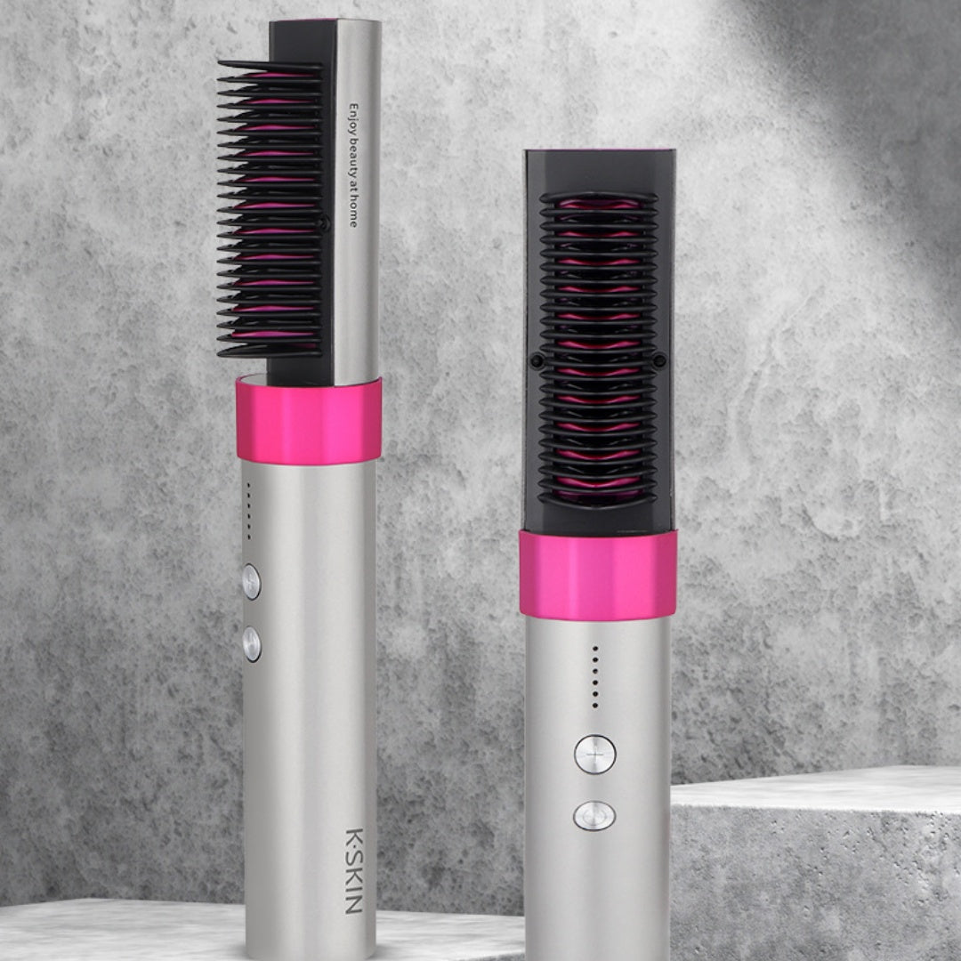 Wireless Rechargeable Hair Straightening Comb - Portable Dual-Purpose Styling Tool