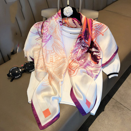 Women's Geometric Square Scarf - Large Polyester Fashion Accessory