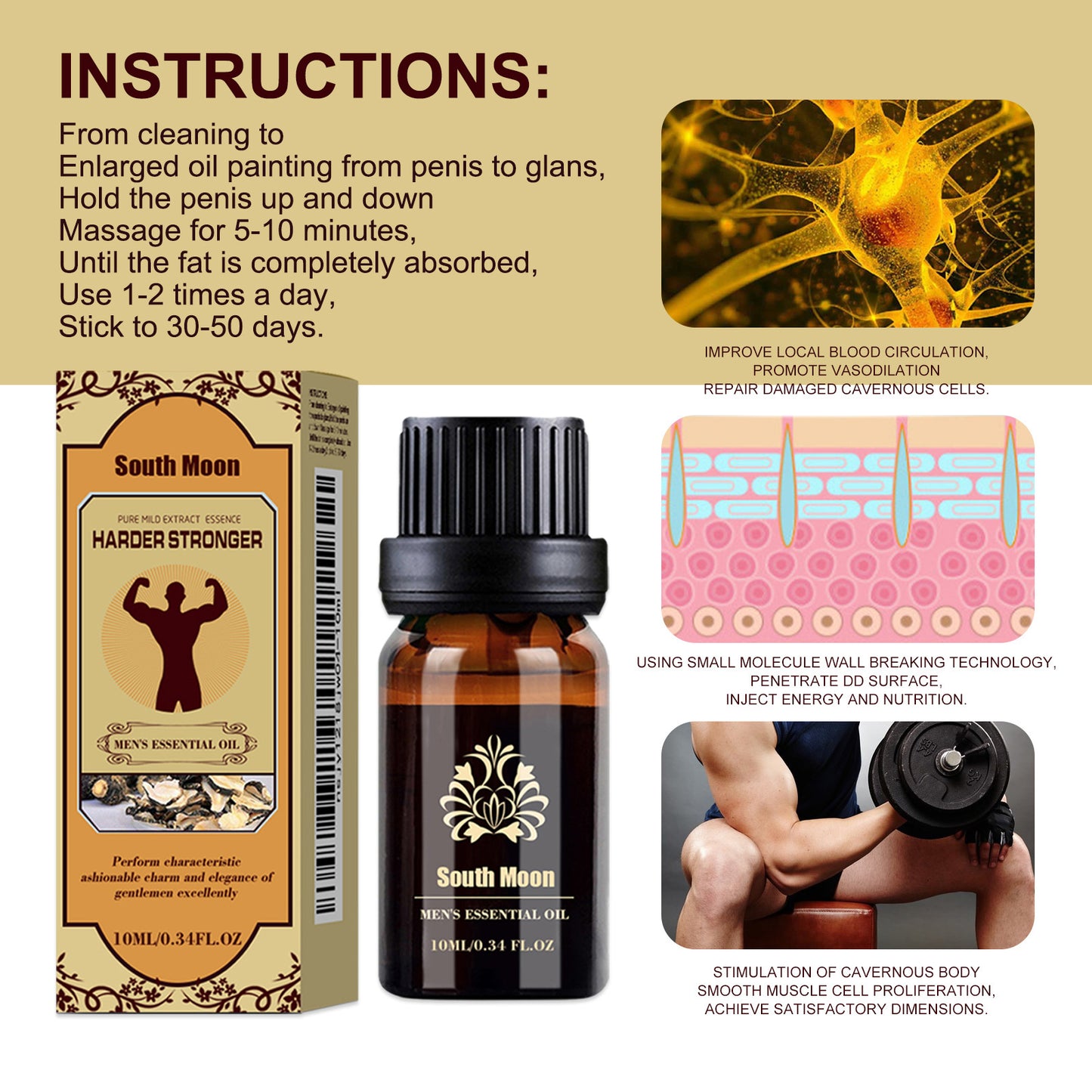 Natural Men's Care Massage Oil - Jojoba & Ophiopogon Extract, 10ml