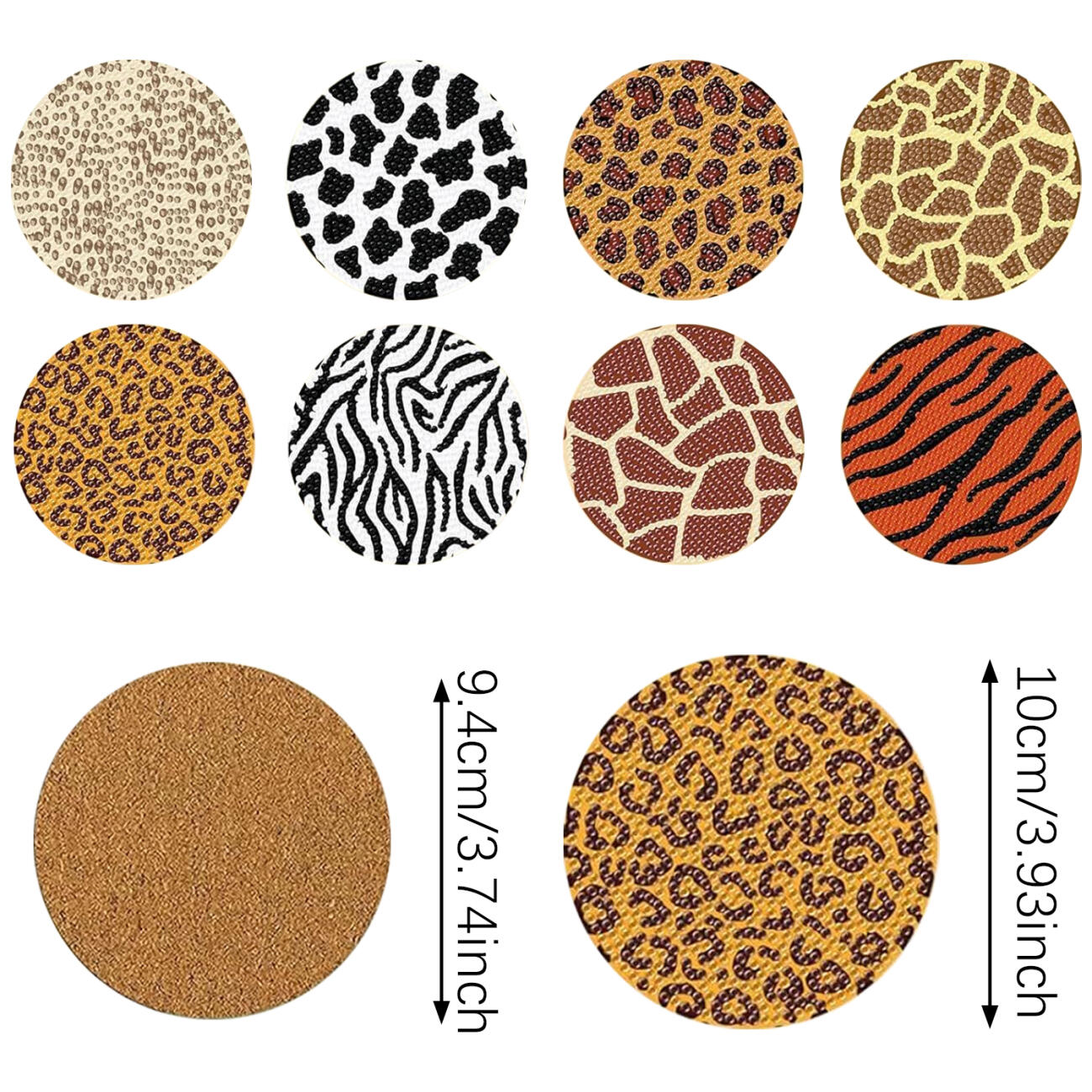 Multicolor Rhinestones Art Coasters - 8 Pcs Set