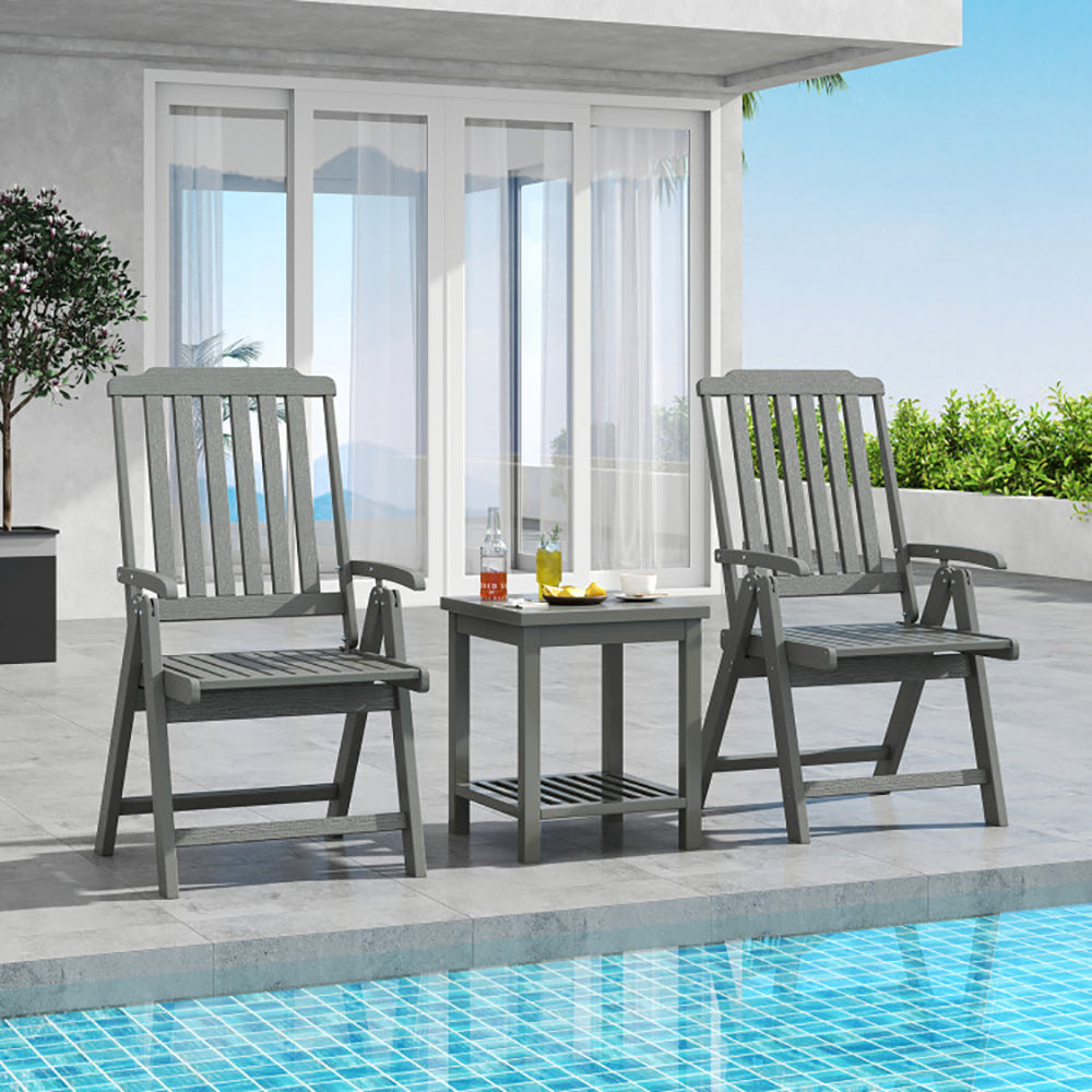 Foldable Patio Chair All-Weather HDPE Outdoor Dining With Armrest For