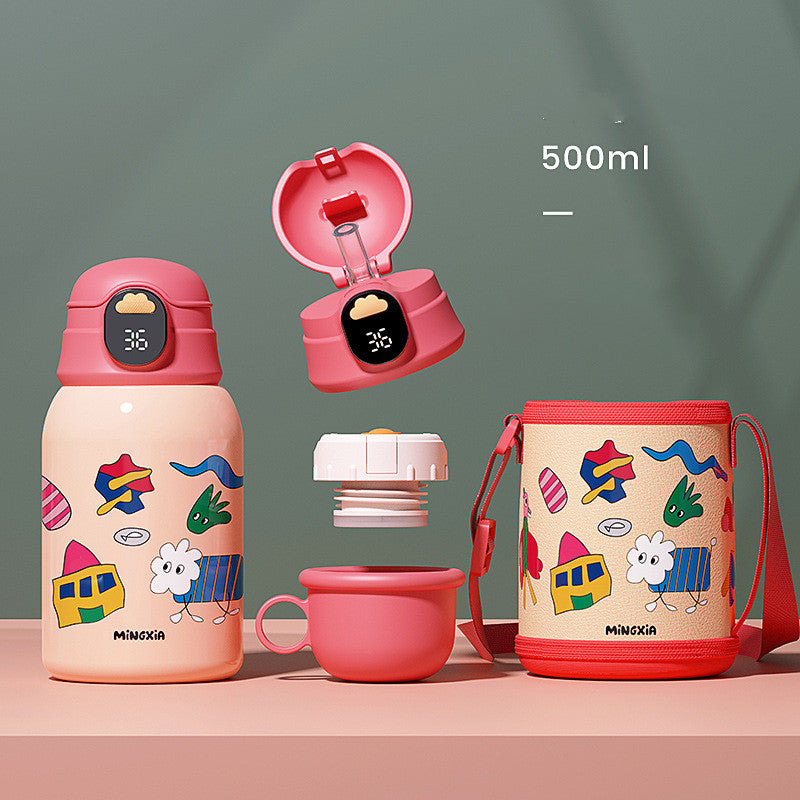 Children's Insulated Stainless Steel Water Cup with Bouncing Lid - 500-600ML