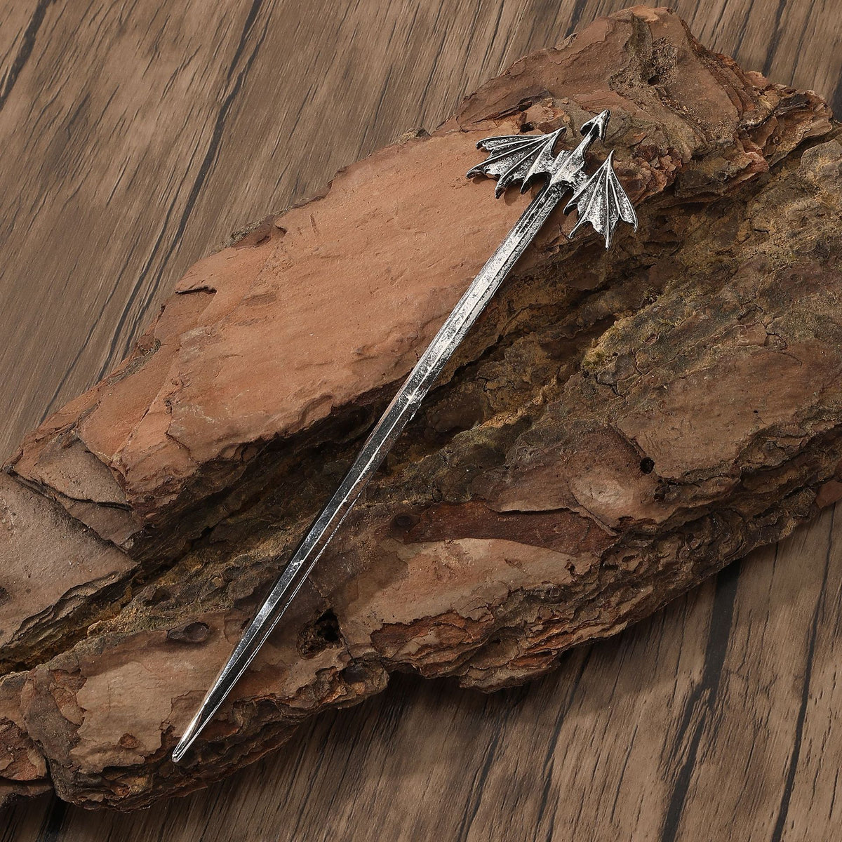 Retro Pterosaur Hair Stick Silver
