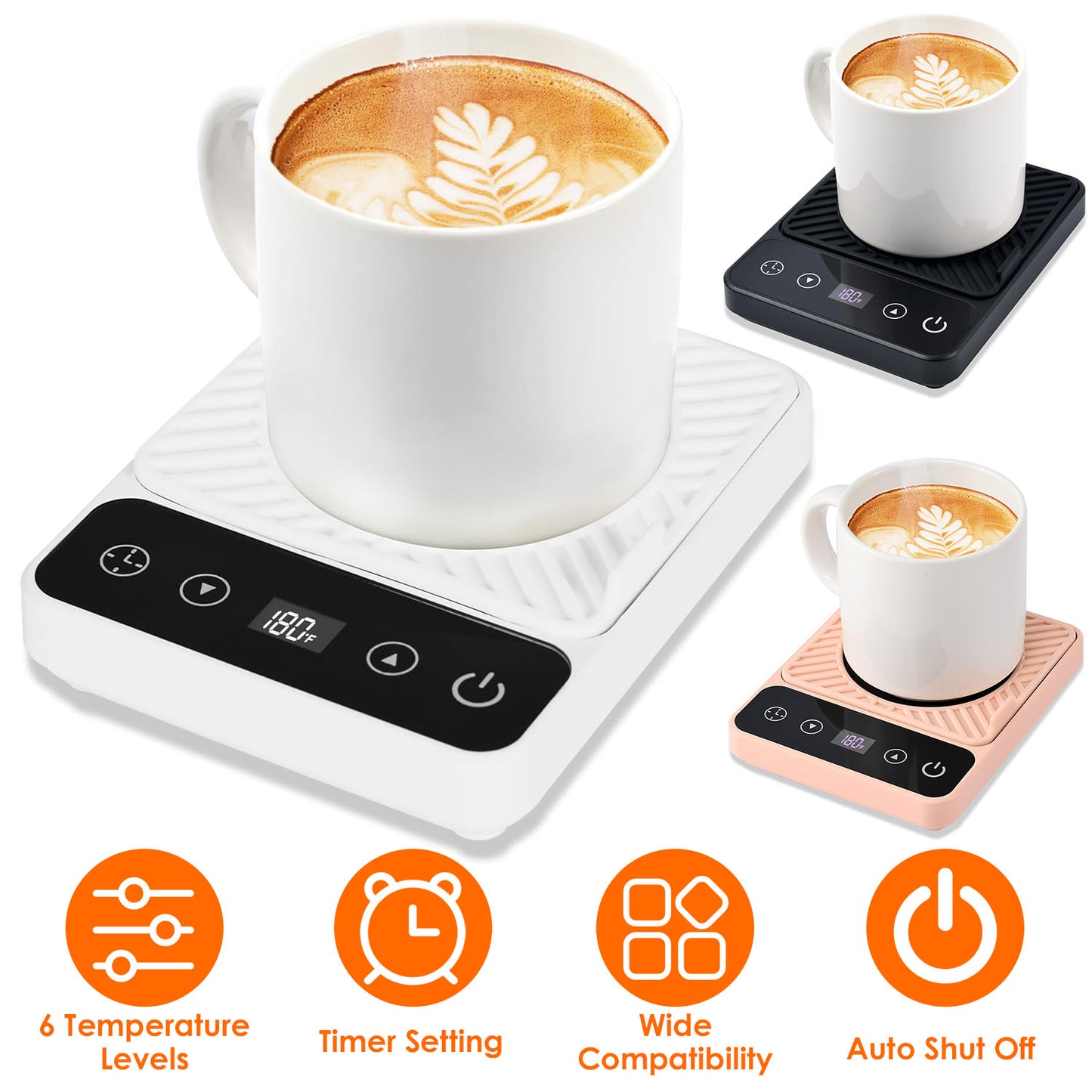 Electric Mug Warmer with 6 Temperature Levels & Auto Shut Off