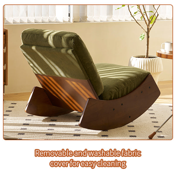 Comfortable Green Glider Rocking Chair with Solid Wood Frame