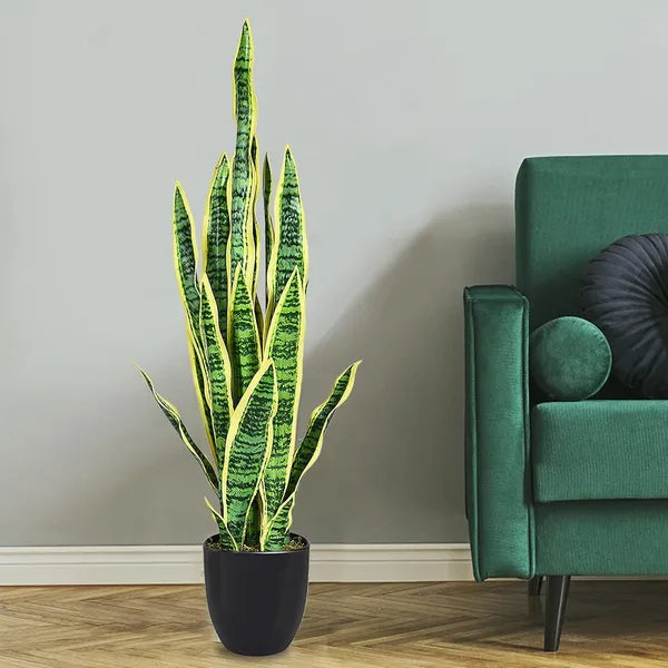 Realistic 35.5-Inch Artificial Snake Plant for Indoor & Outdoor Decor