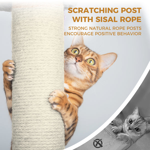Cat Tree Tower with Multiple Condos, Scratching Posts & Interactive Toy