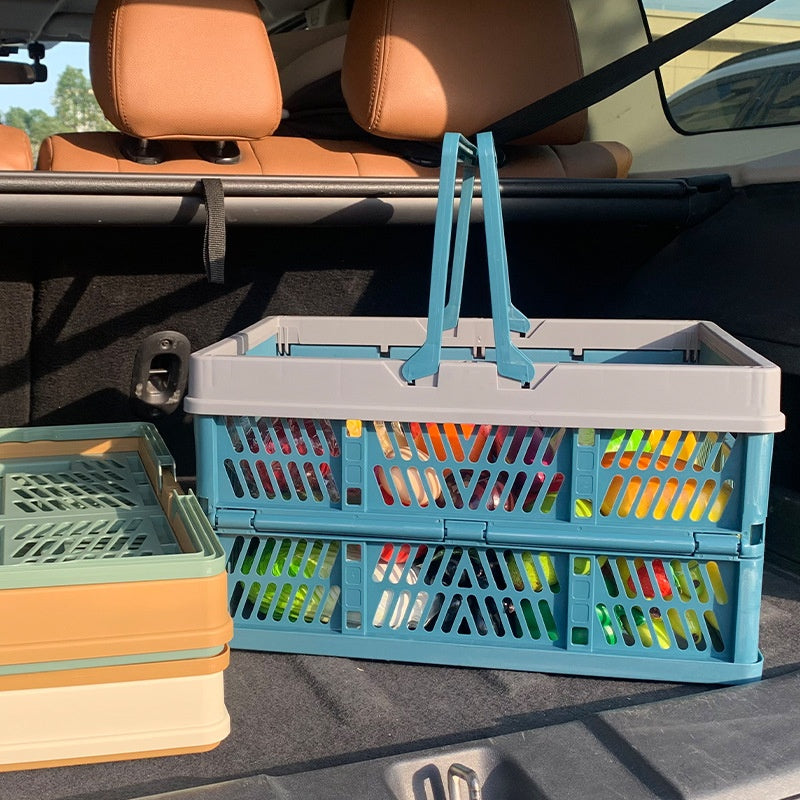 Foldable Picnic Basket - Large Portable Food & Grocery Carrier for Outings