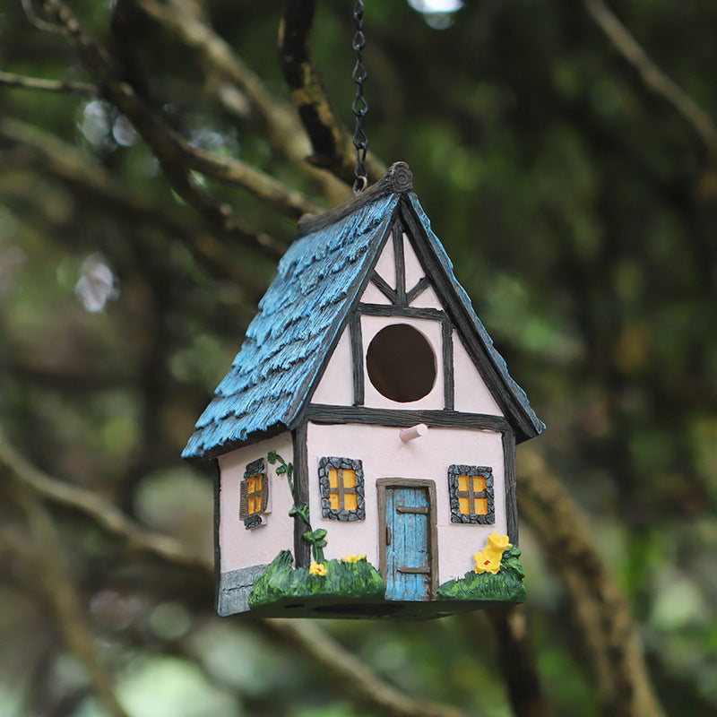 Garden Bird House Ornaments - Resin Farmhouse Decor for Lawn & Garden