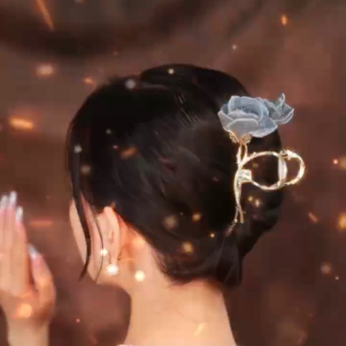 Flower Hair Clip - Blue Grab Clip Korean Style