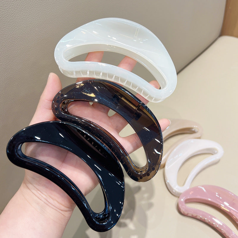 Large Hollow Jelly Crescent Hair Barrettes - Colorful Hair Accessories