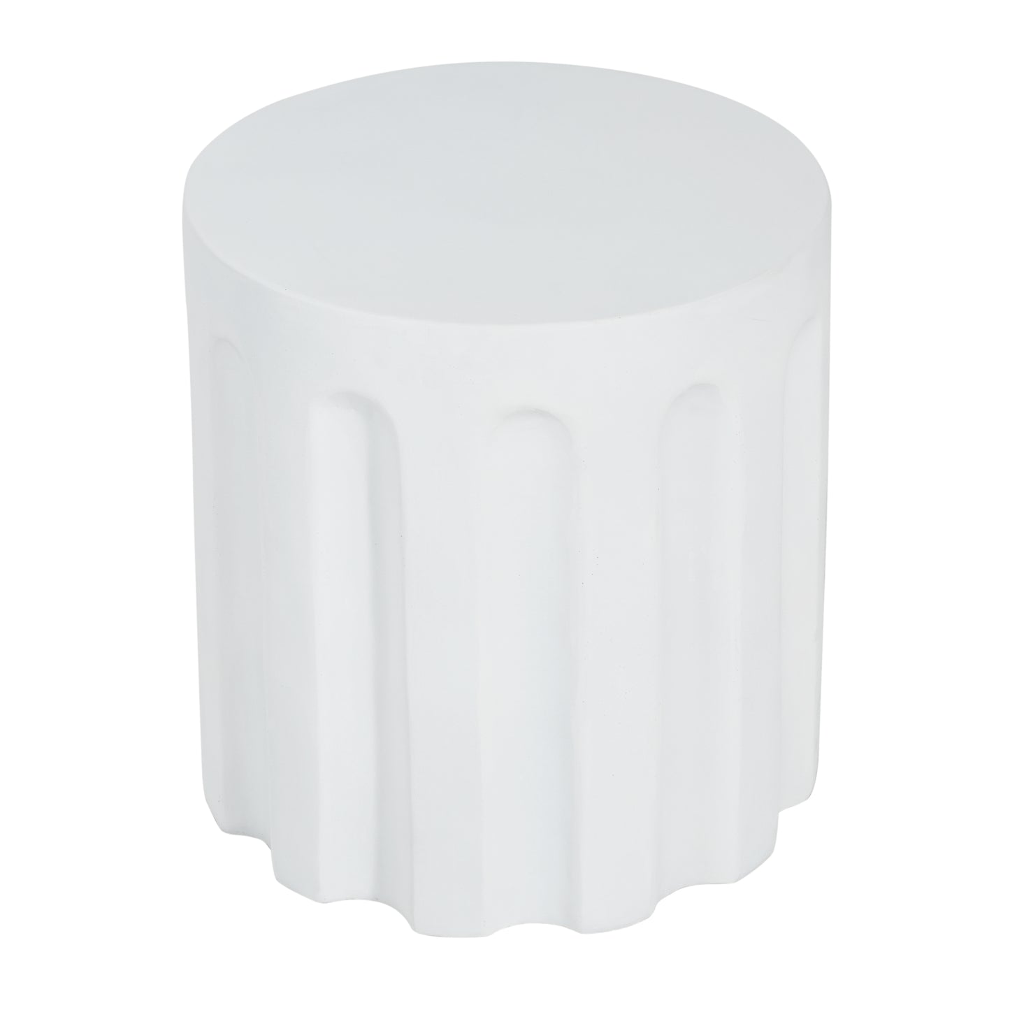 White Cylindrical Concrete Side Table - Indoor & Outdoor Use