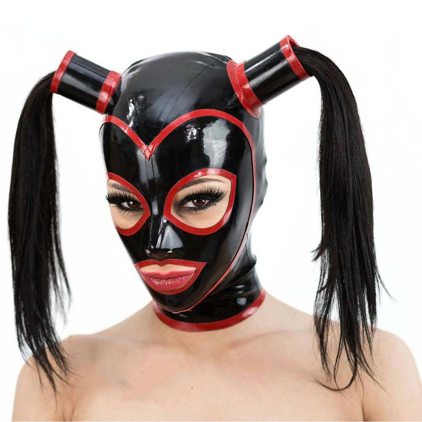 Cosplay Headgear with Zipper - Latex Adjustable Costume Accessory