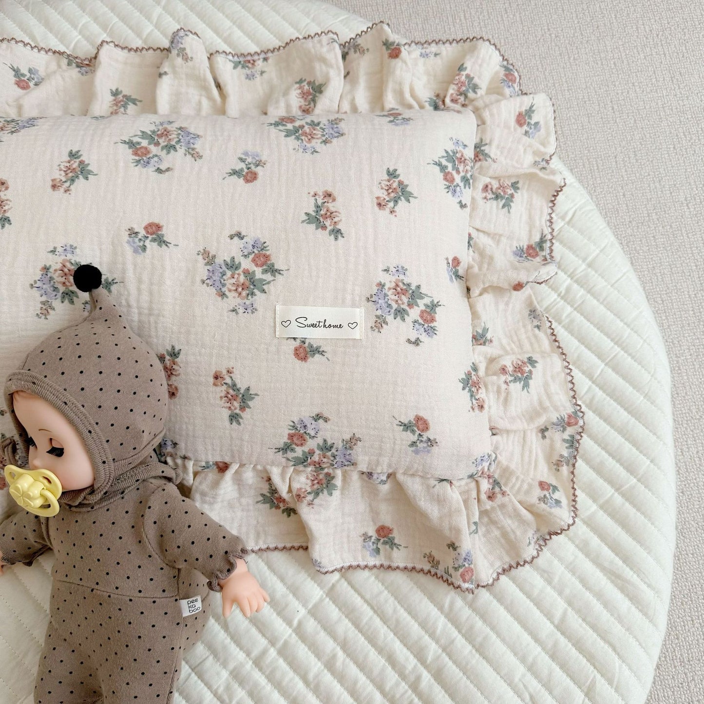 Korean Floral Cotton Gauze Pillowcase - Soft Home Bedding