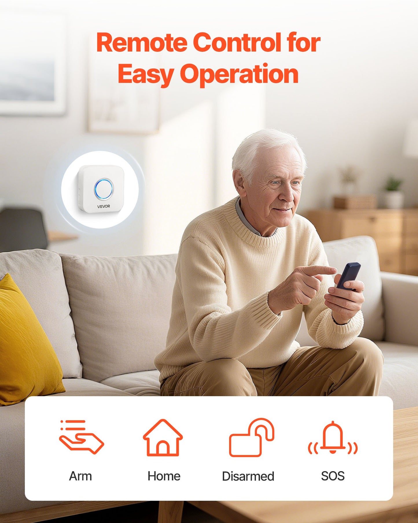 Wireless Door Contact Sensor Alarm Kit - 12V DC, 656 Ft Range, App Control, 6 Sensors + Receiver