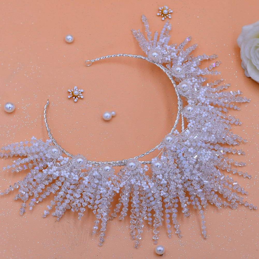 Silver Crystal Wedding Crown Tiara Headpiece
