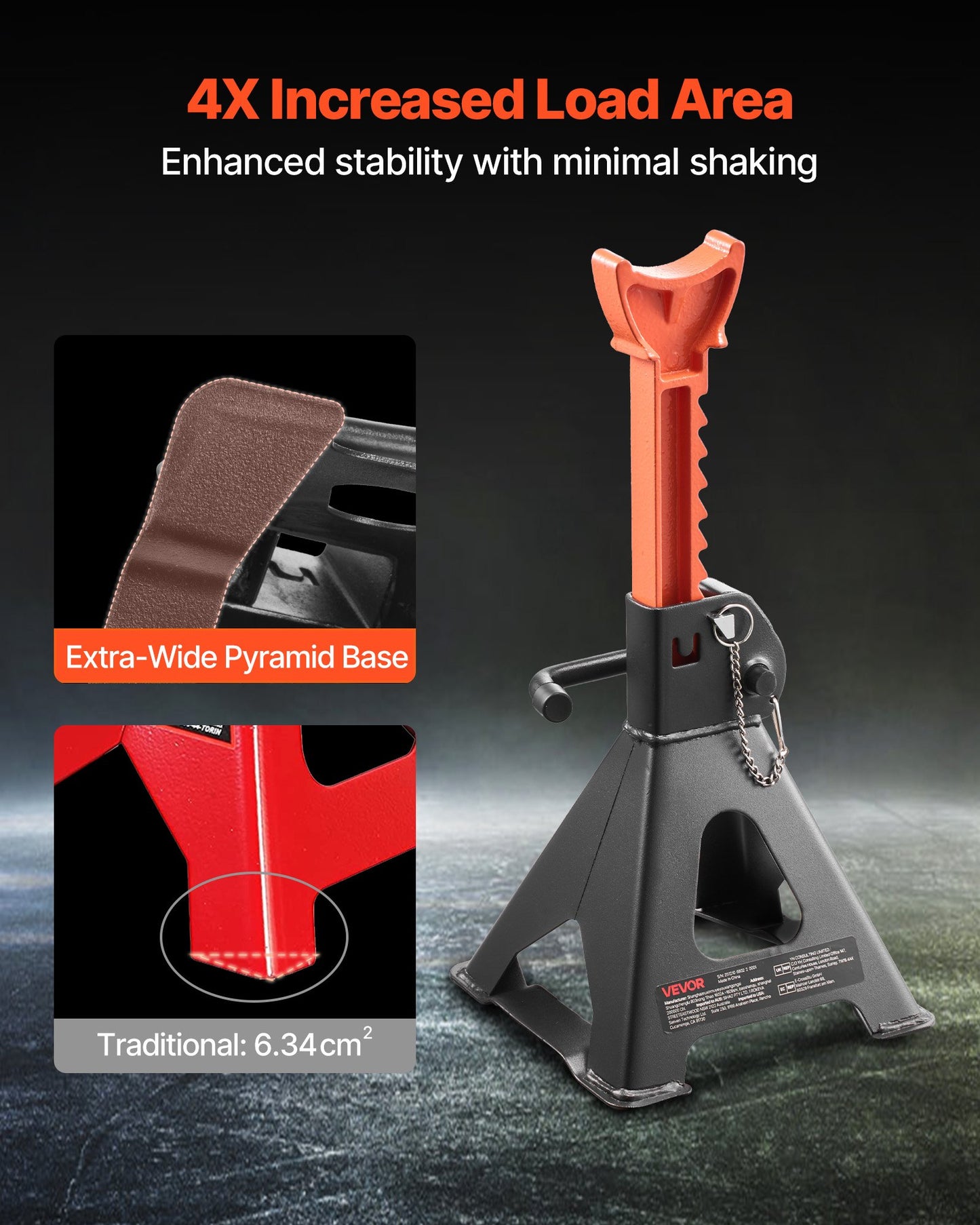 Heavy Duty 3 Ton Car Jack Stands - Adjustable Support for SUV, Pickup, ATV
