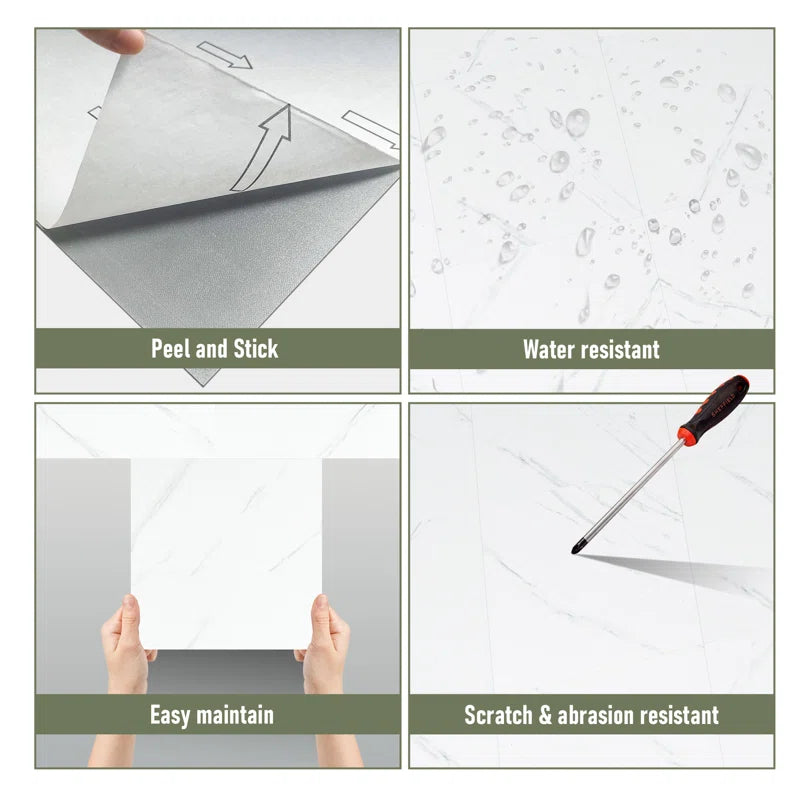 Peel and Stick Vinyl Floor Tiles - 36 Sq. Ft. - 12x12 Inches