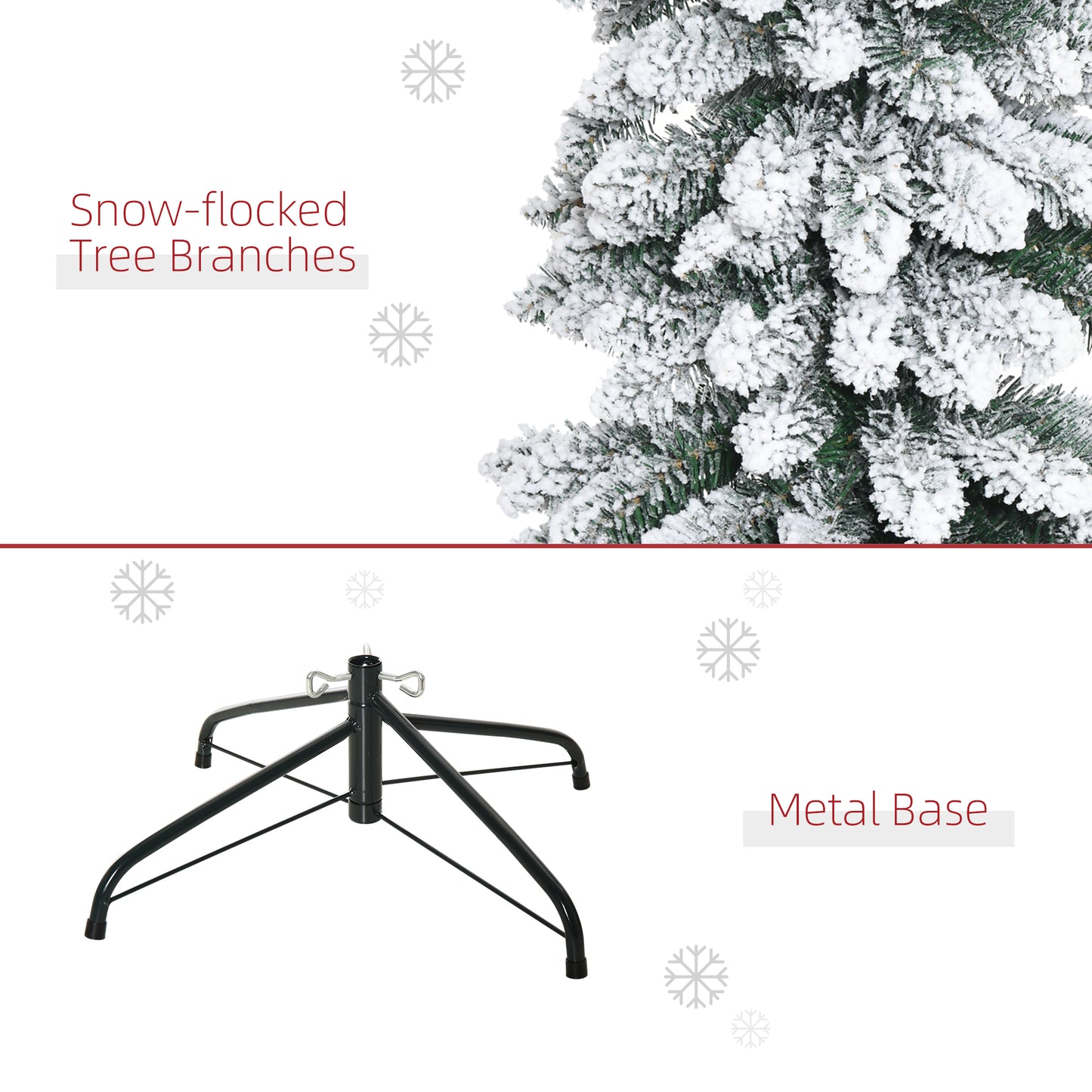 6ft Snow Flocked Slim Pencil Christmas Tree - Green
