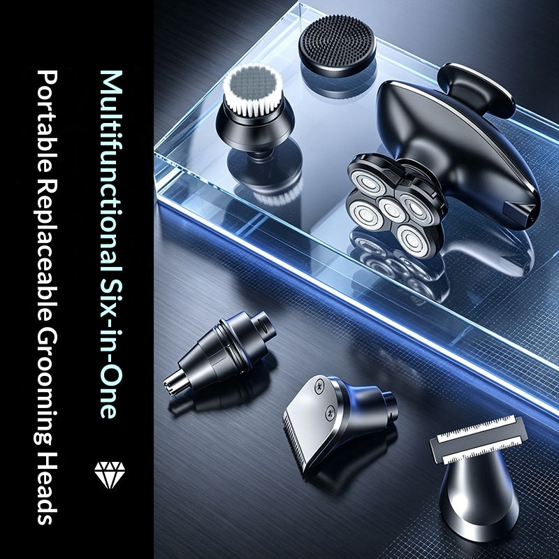 Electric Shaver with Floating Heads & Nose Trimmer