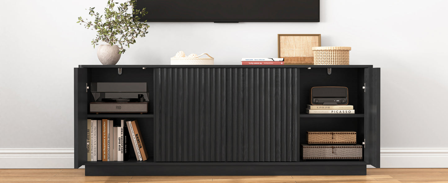 Buffet Storage Cabinet - 62.99" Wooden Sideboard with 4 Doors - Black