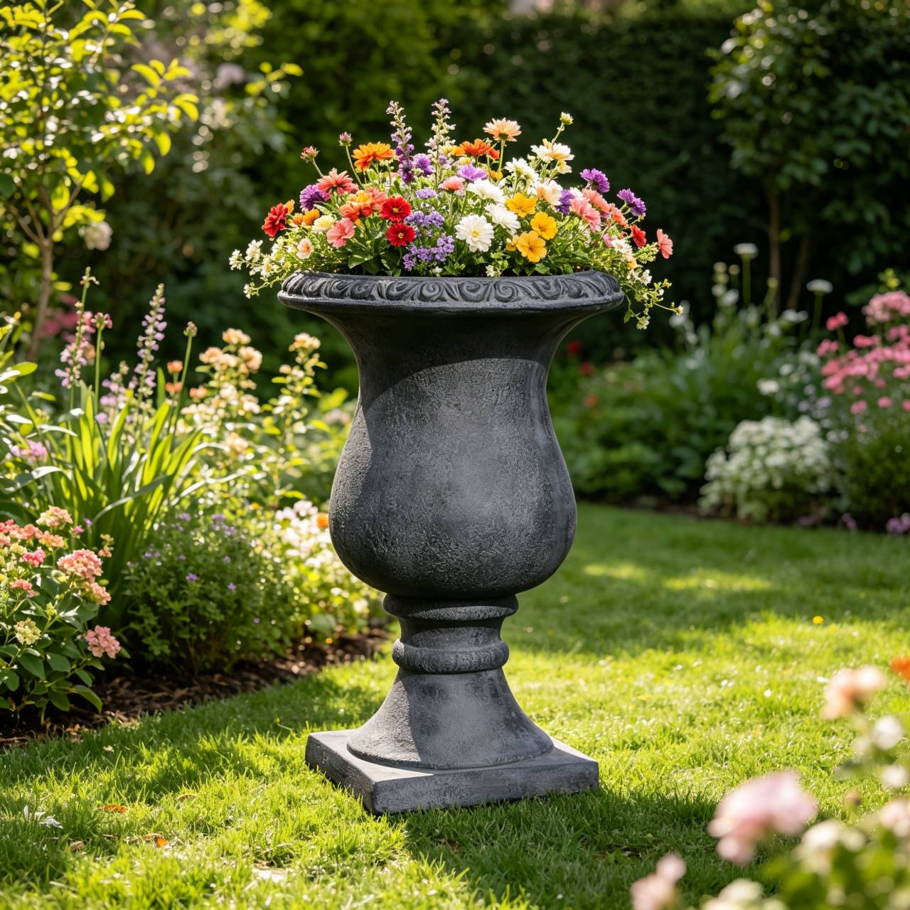 Antique Black Garden Planter - Magnesium Oxide, 26.38" x 16.53"