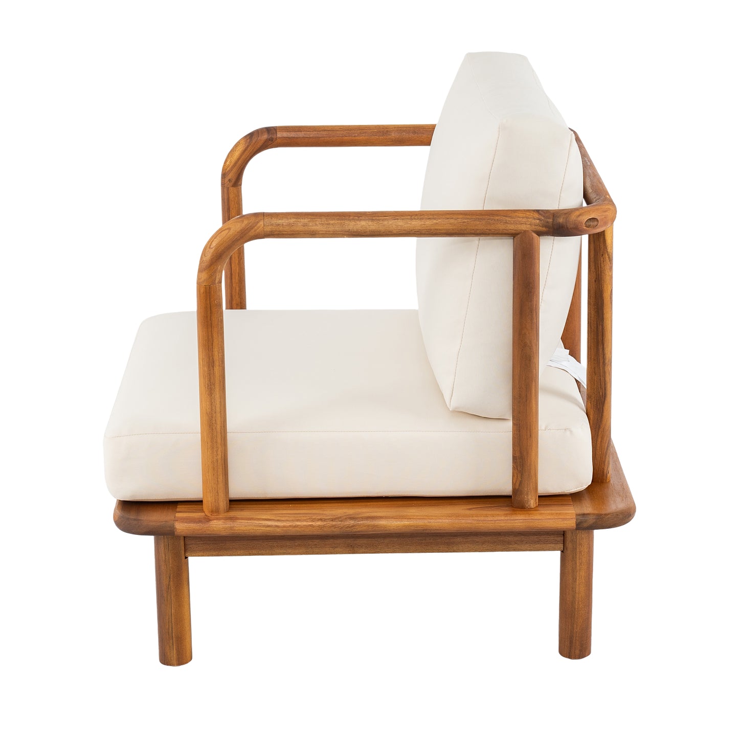 Acacia Wood Club Chairs with Cream Cushions - Set of 2