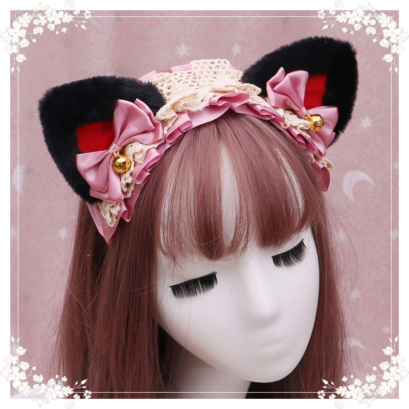 Lolita Cat Ear Headband with Lace - Hair Accessory