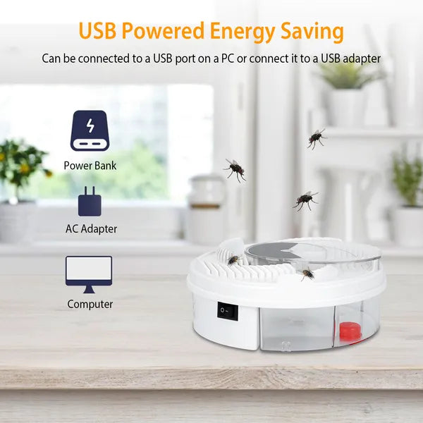 USB Powered Electric Fly Trap - Kids-Friendly & Easy to Clean