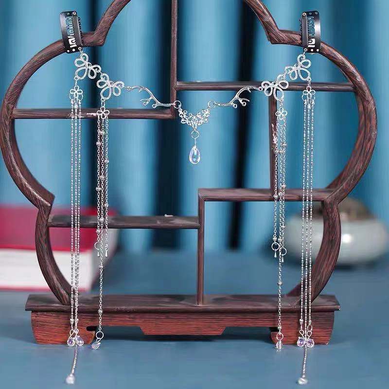 Retro Water Drop Fringed Hairpin - Silver