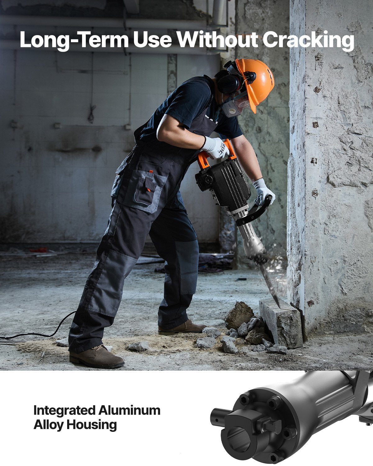 2200W Electric Demolition Jack Hammer with 2 Chisels & Case - Heavy Duty Concrete Breaker