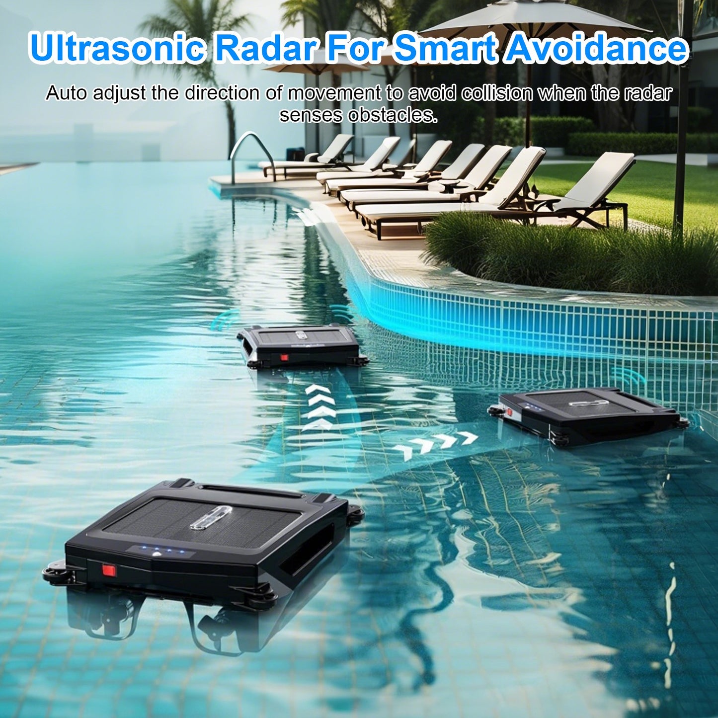 Solar Powered Robotic Pool Skimmer with APP Control, Dual Cleaning Modes, 1937sq.ft Coverage