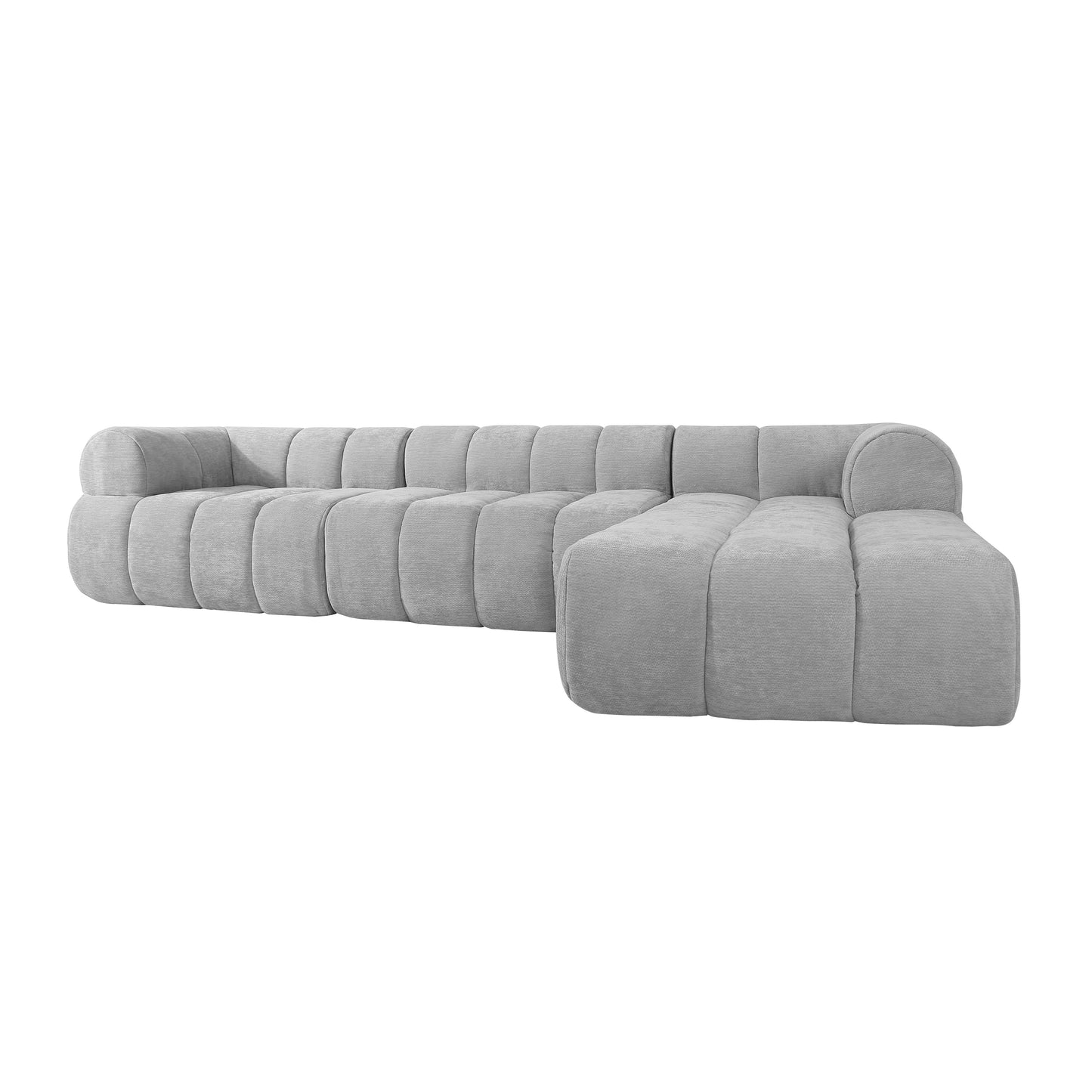 L-Shaped Sectional Sofa - Modern Grey Foam Couch with Chaise Lounge