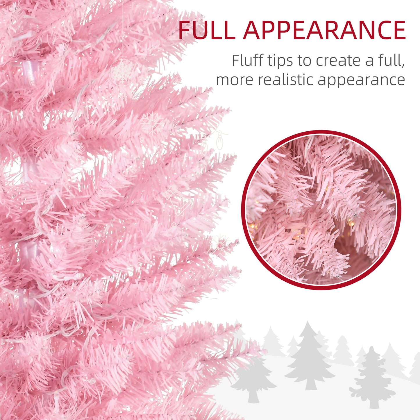5ft Slim Pink Christmas Tree with Warm White LED Lights