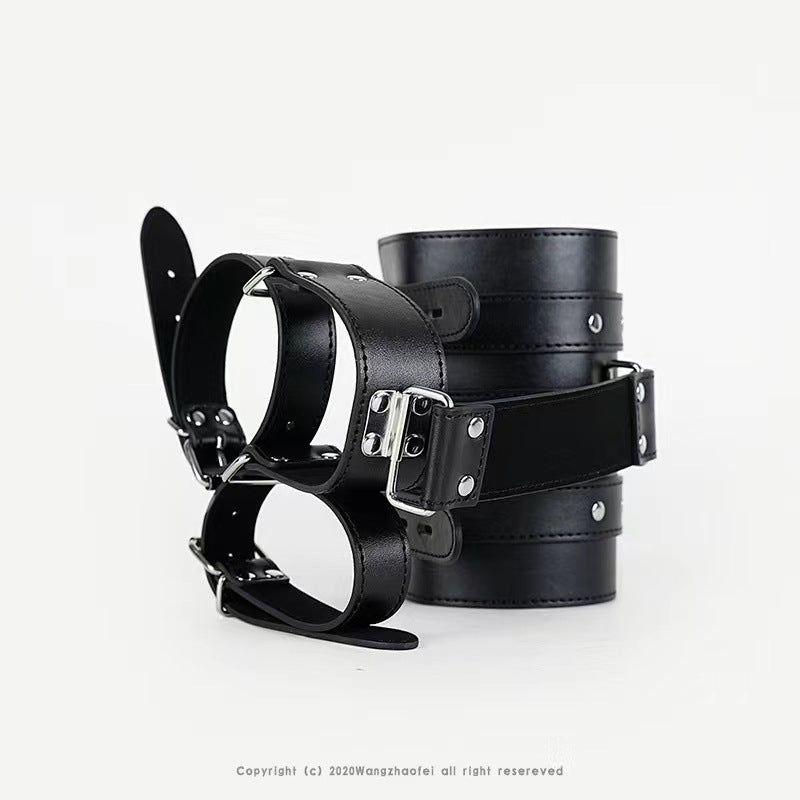 Leather Bondage Arm Cuffs for BDSM Play Black