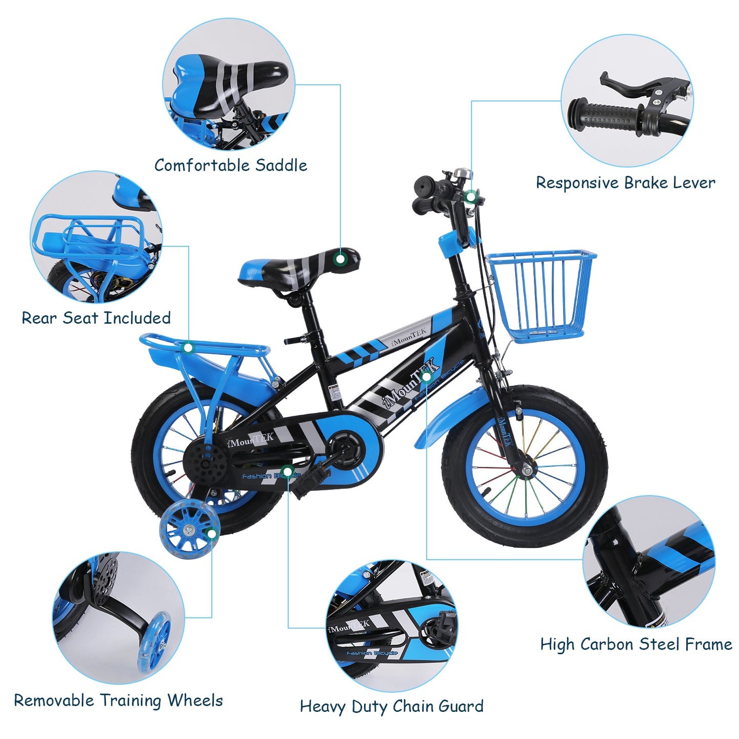 Kids Bicycle with Training Wheels and Helmet - Multiple Sizes
