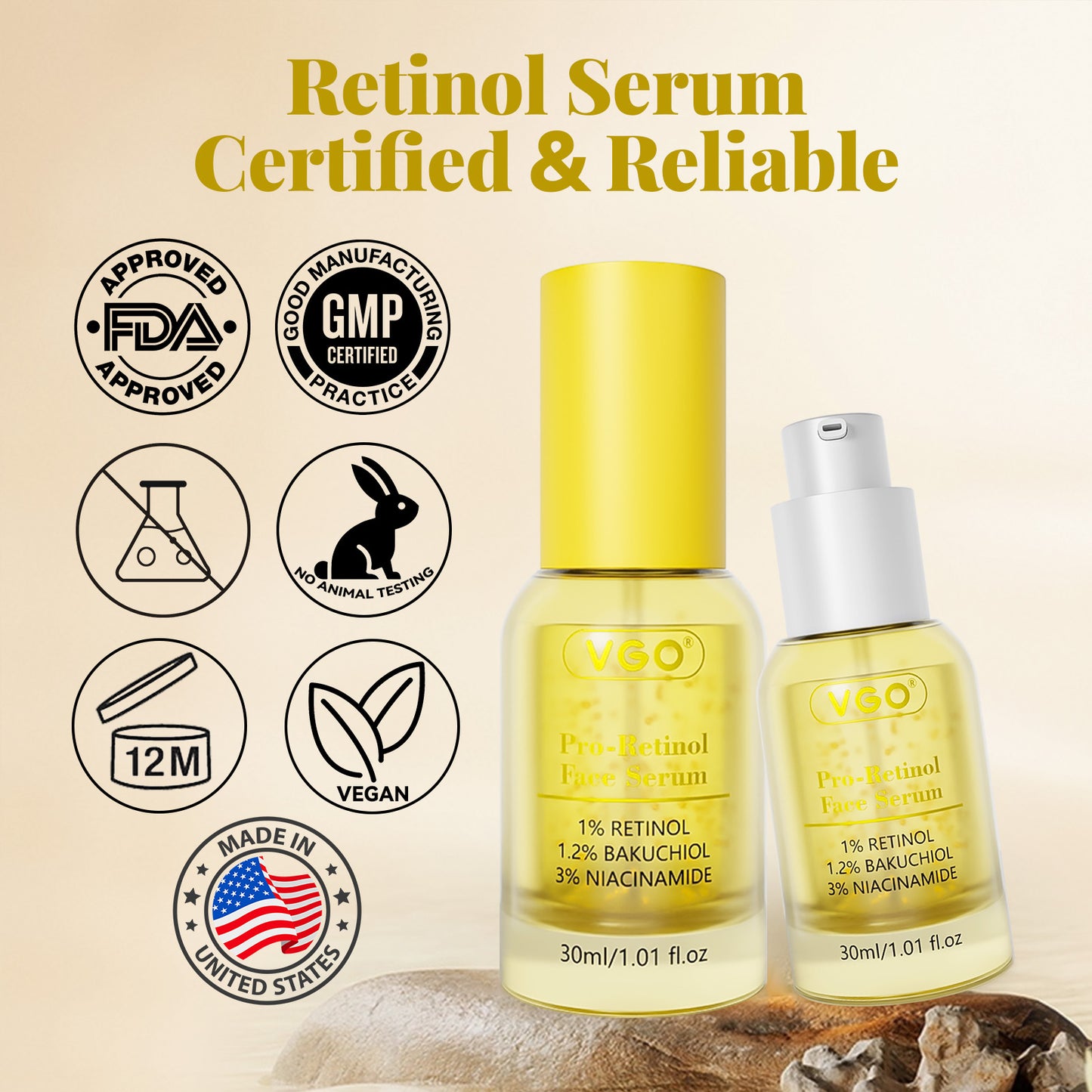 Pro-Retinol Face Serum for Anti-Aging and Skin Brightening - 30ml