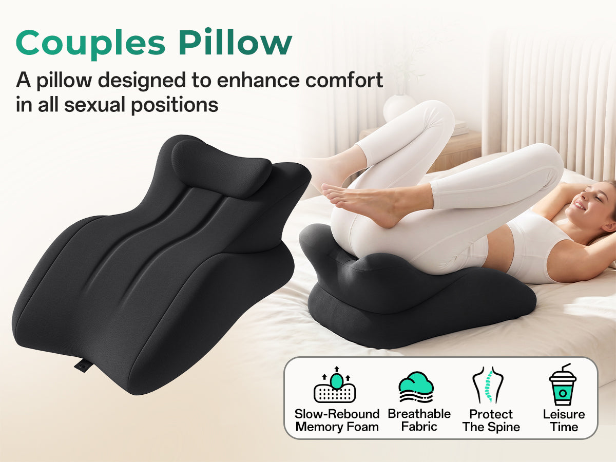 Ergonomic Memory Foam Support Pillow for Couples - Black