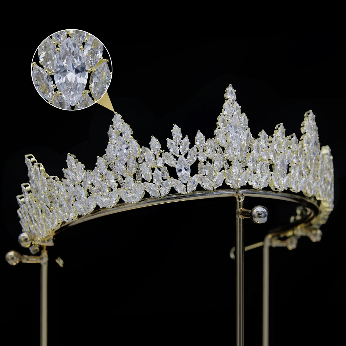 Bride Crown Headpiece - Brass & Zircon