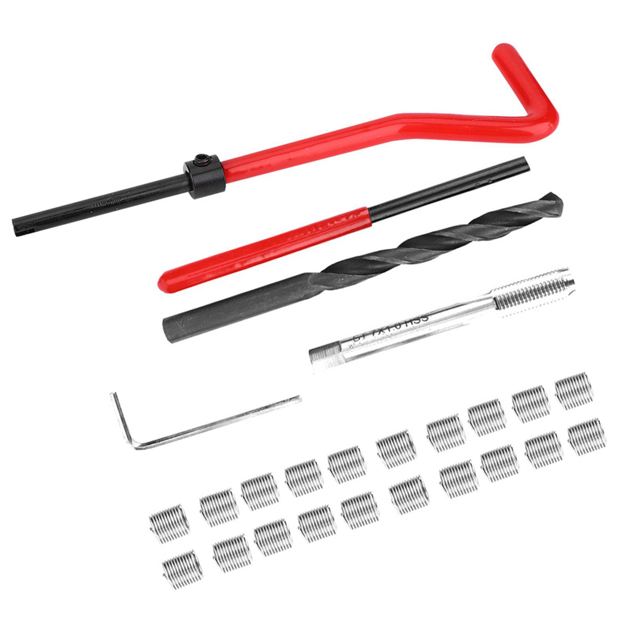 25Pcs Stainless Steel Thread Repair Kit M7x1 Drill Tap Wrench Set