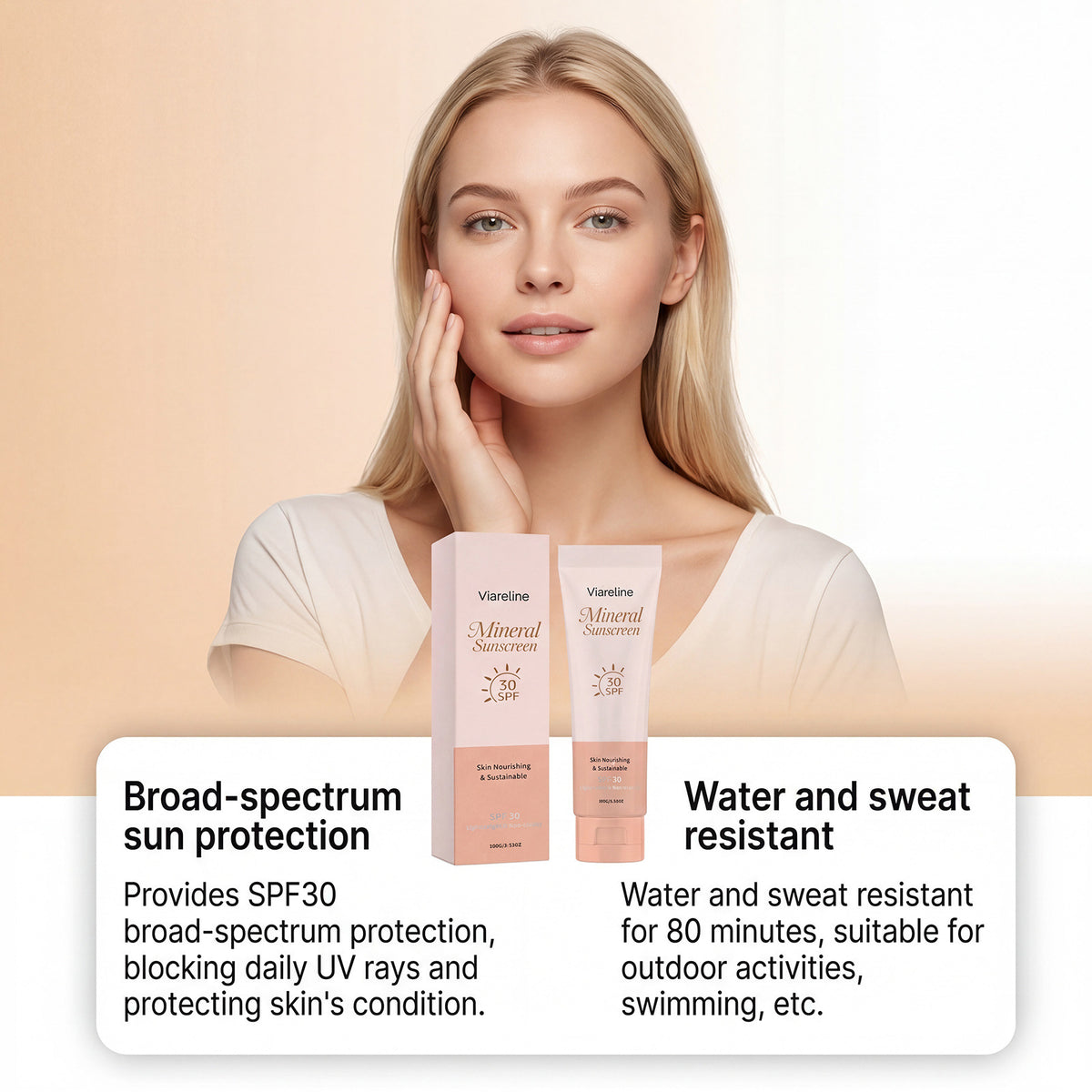 Mineral Sunscreen Cream 100g - Water & Zinc Oxide-Based UV Protection