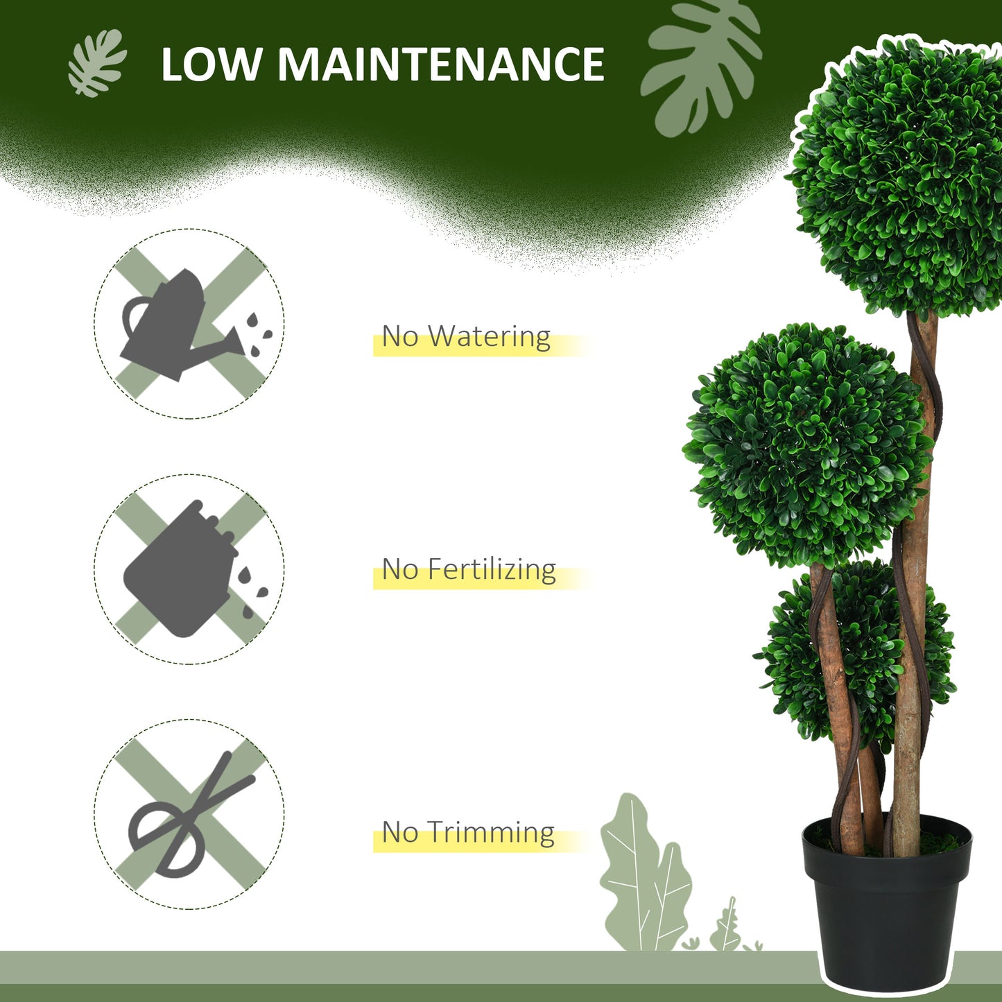 3.5ft Artificial Boxwood Topiary Tree with Sandalwood Leaves - Green