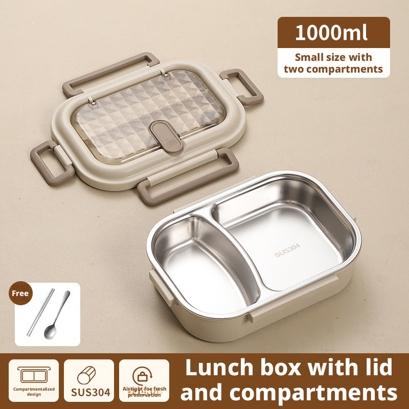 Stainless Steel Lunch Box Set with Four-Grid 1500ml and Soup Bowl