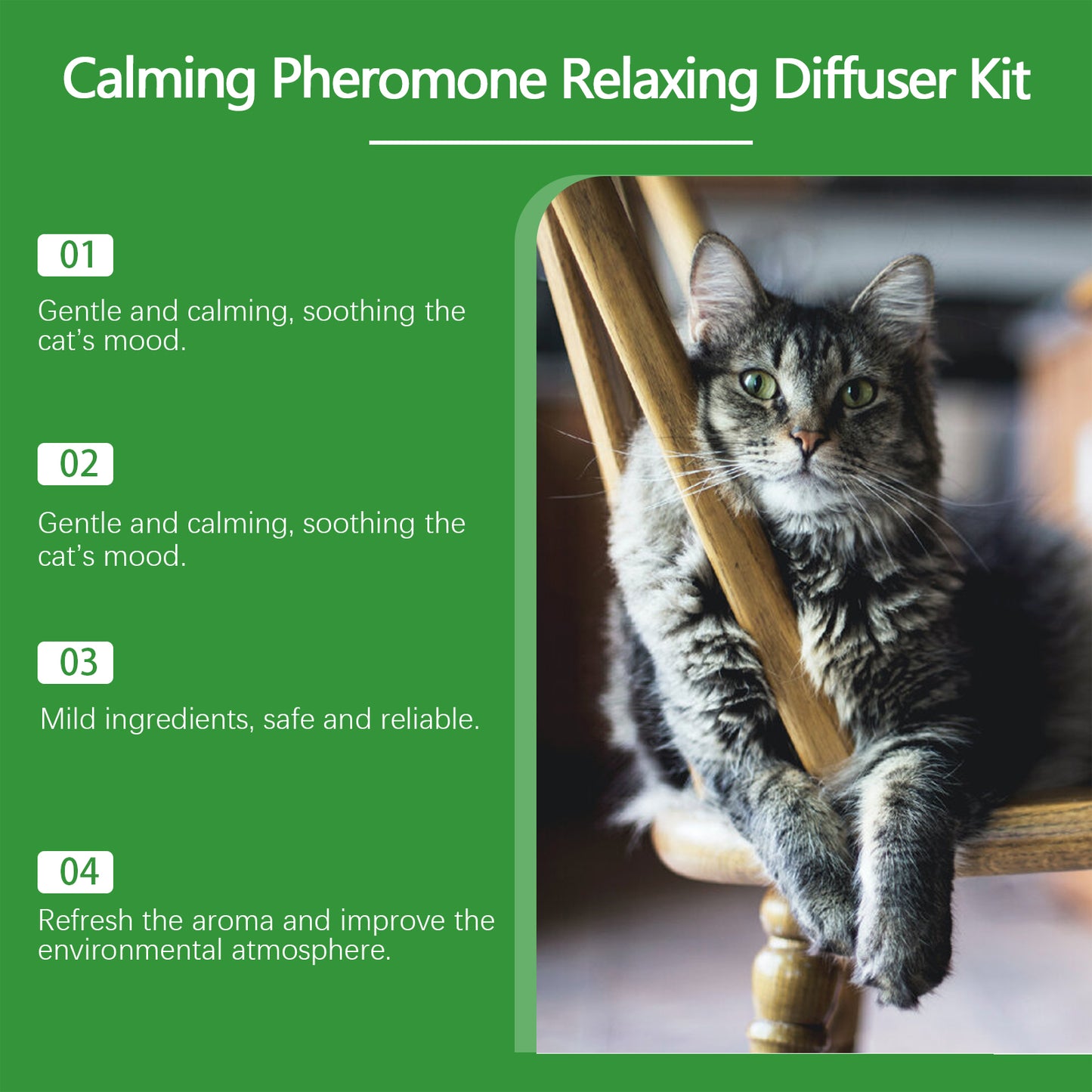 Cat Calming Pheromone Diffuser Kit 45ml Stress Relief for Anxious Cats