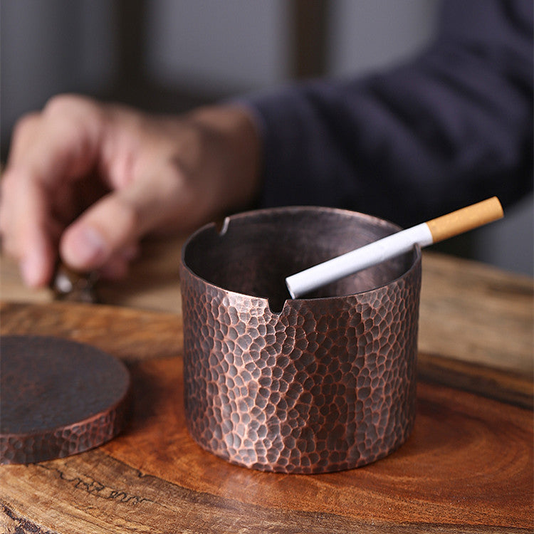 Multifunctional Copper Ashtray with Retro Hammer Pattern for Home & Living Room