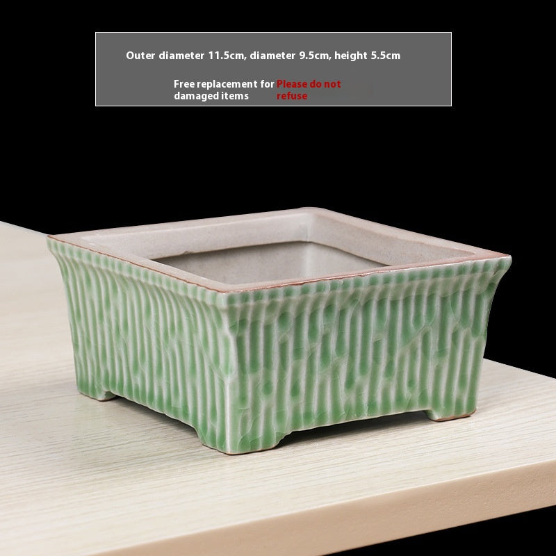 Ceramic Succulent Flowerpot with Ge Kiln Design for Indoor & Outdoor Plants